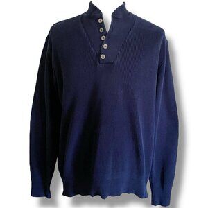 Vintage LL Bean Mens Sweater Sz XL Navy Blue Shawl Collar Cotton Fisherman MiUSA